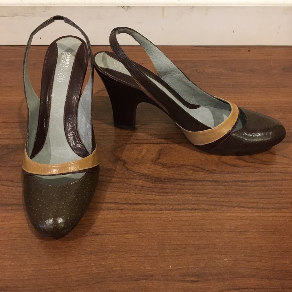 NWT Kenneth Cole Brown Patent Slingbacks sz 7